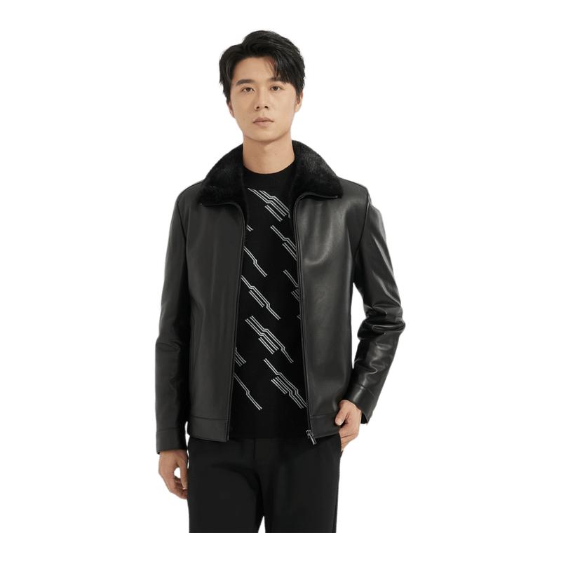 【水貂皮毛】利郎青年商务真皮皮衣男2025冬新款轻奢外套Q4DZP006