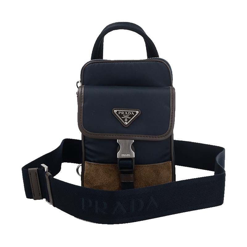 普拉达三角徽标单肩斜挎包手机包