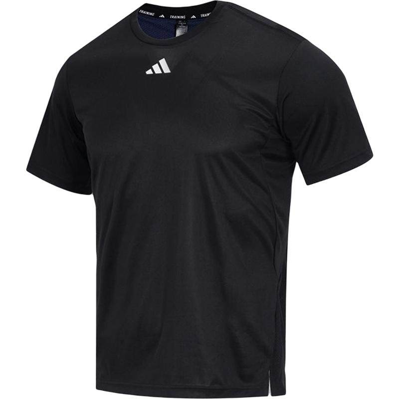 阿迪达斯短袖男2026冬季新款黑色速干半袖上衣圆领透气运动T恤男