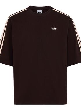 adidas阿迪达斯三叶草纯棉运动短袖T恤26夏男大号版型半袖 KG6333