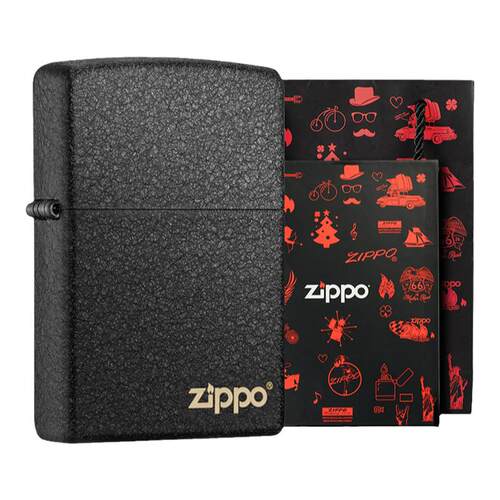 zippo旗舰店黑裂漆礼物