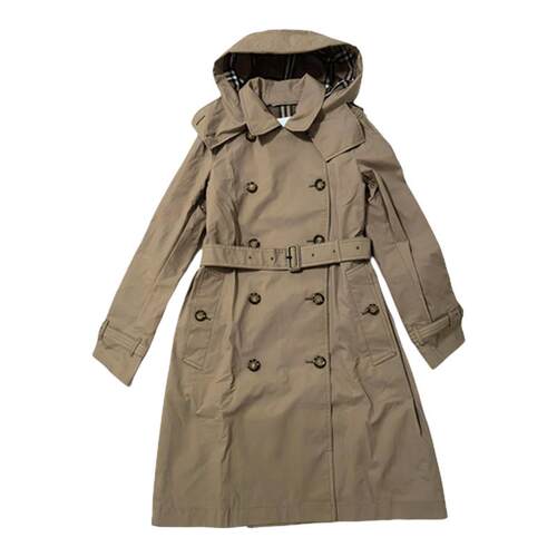 BURBERRY/博柏利春秋款女士可拆卸帽子双排扣中长款风衣 81222411