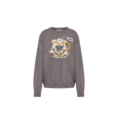 【特享倒计时】Moschino/莫斯奇诺 女士绵羊毛圆领套头针织衫