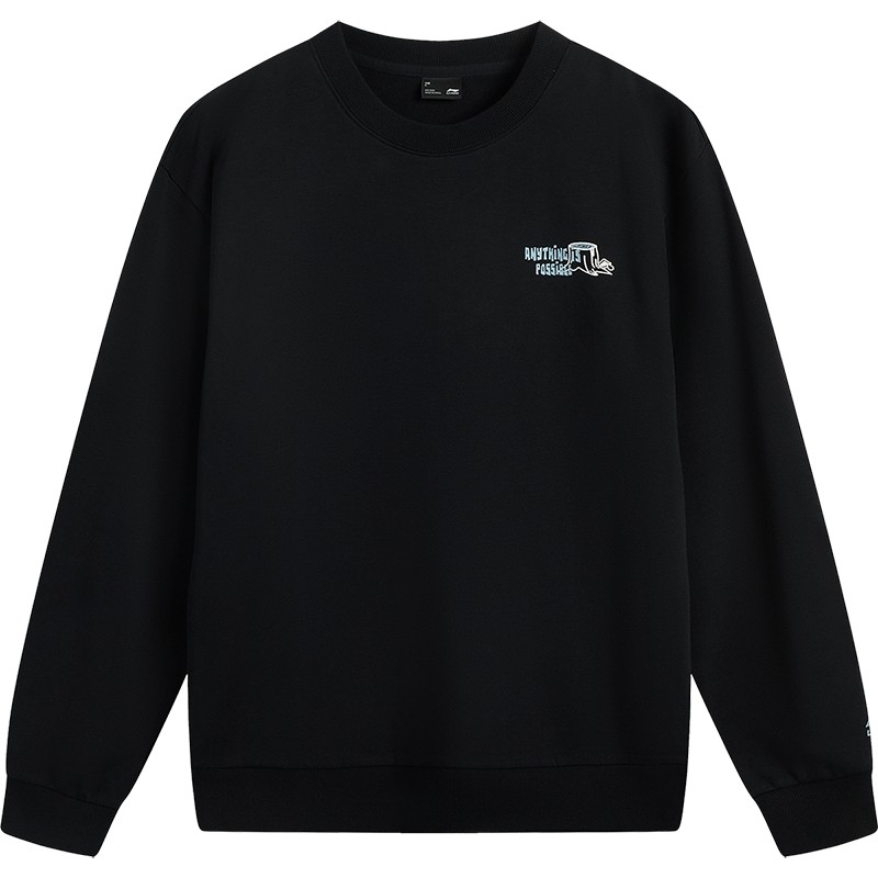 李宁卫衣女士冬季官方新款情侣套头衫圆领长袖上衣毛圈运动服男士