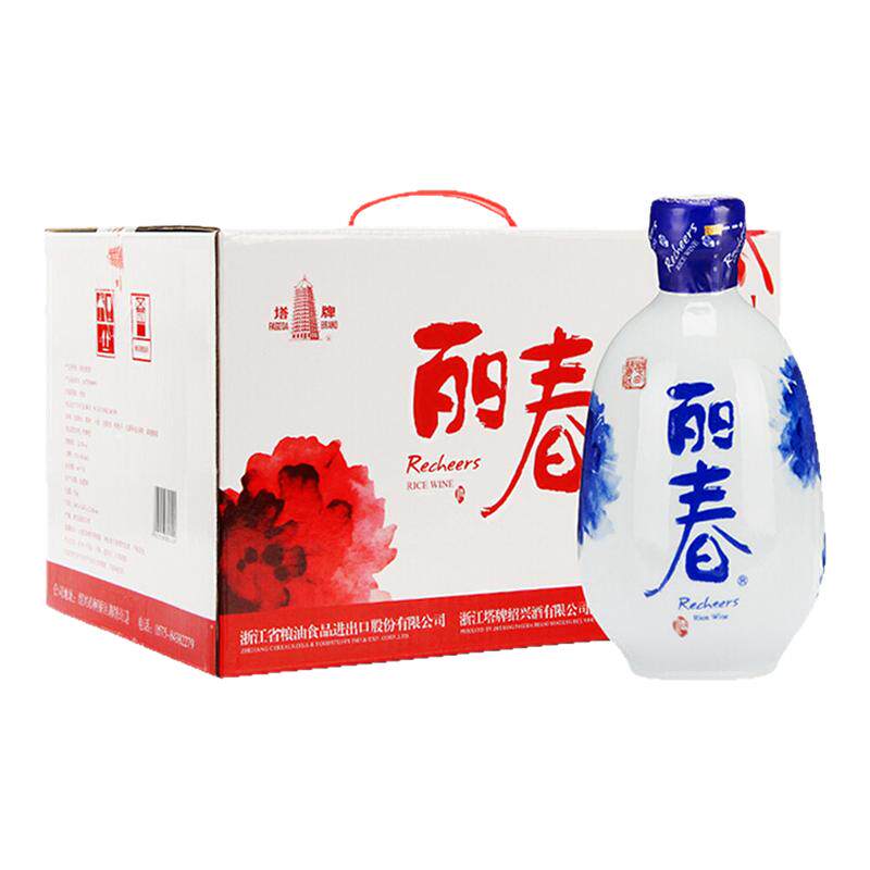塔牌丽春黄酒绍兴花雕酒八年陈375ml*6瓶礼盒装手工加饭酒老酒