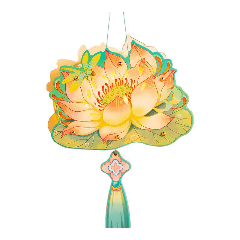 中秋节元宵莲花灯笼儿童手工DIY材料小花灯手提发光古风宫灯国潮