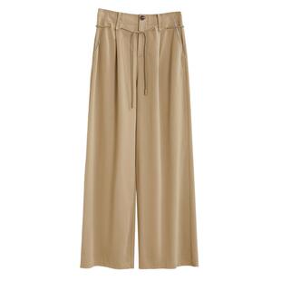 休闲百搭垂感裤 新款 子 女2026春季 ELLE设计感抽绳高腰阔腿休闲裤