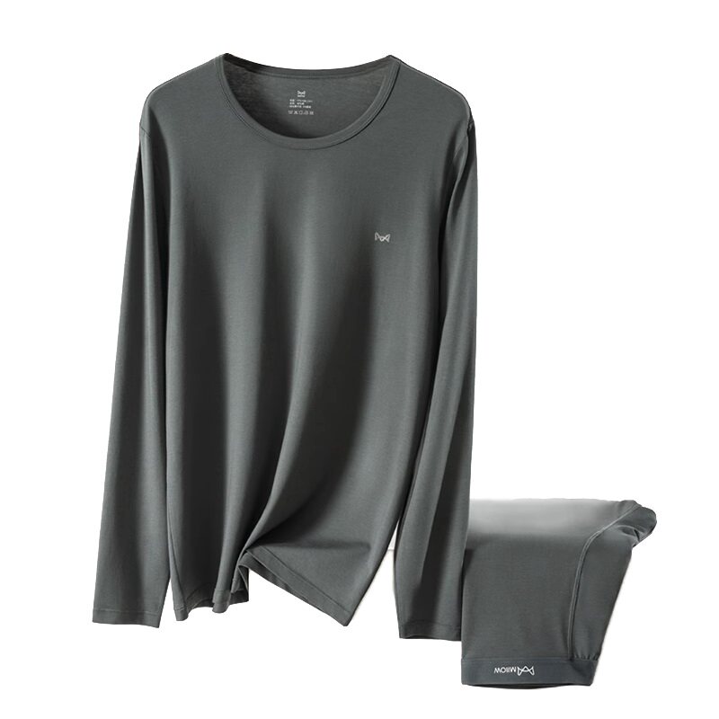 猫人天丝莫代尔棉毛衫男士秋衣秋裤套装男款打底衫薄款保暖内衣男