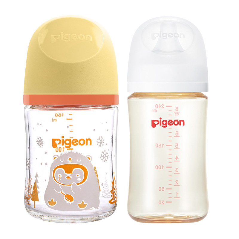 【自营】贝亲新生儿防胀气防呛彩绘玻璃160ml+PPSU240ml组合奶瓶