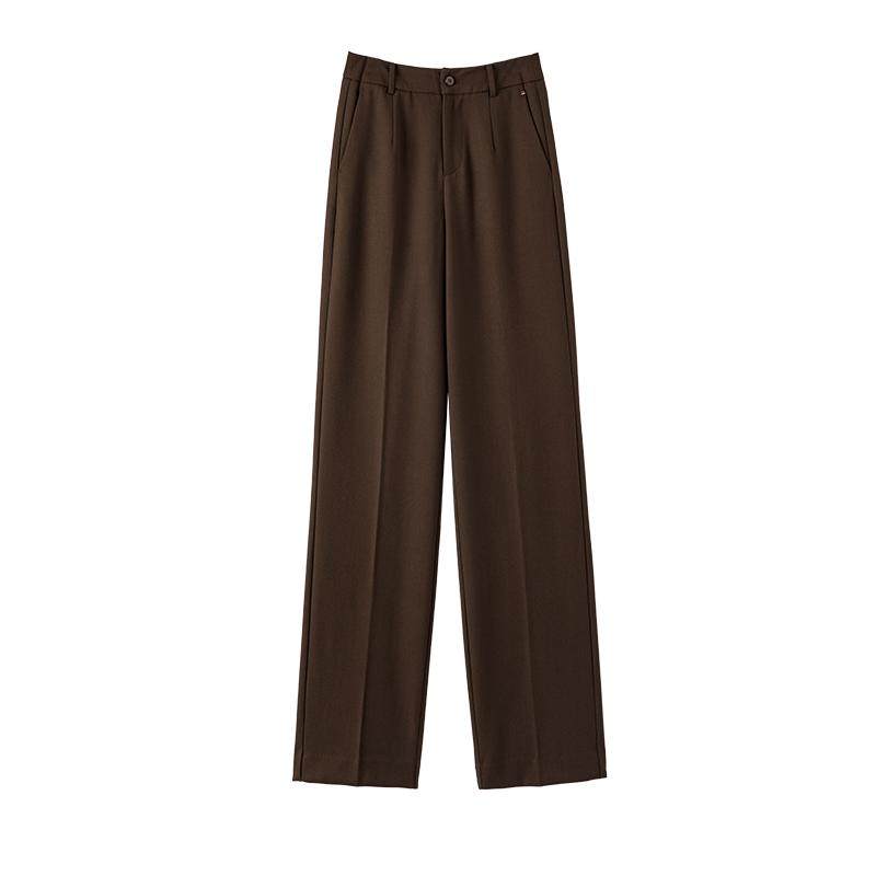 千寻宜2026春季高级感咖色气质高腰直筒裤子加长款西装休闲裤女,女装/女士精品,休闲裤,淘宝优惠券,粉丝福利购,淘宝优惠卷