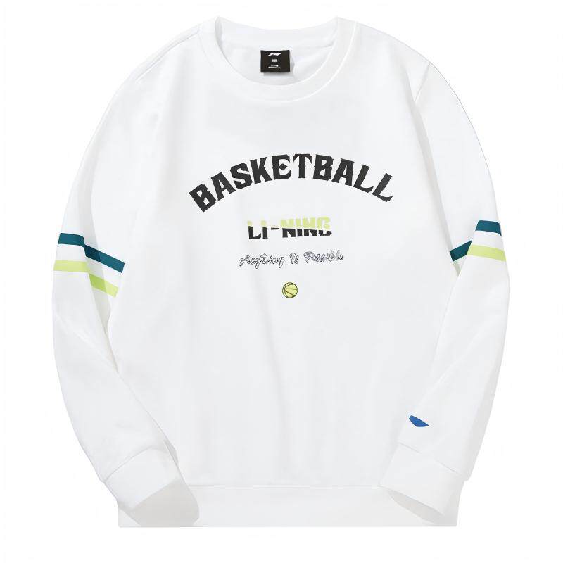 李宁时尚百搭正品男童儿童长袖字母印花圆领柔软舒适休闲套头卫衣