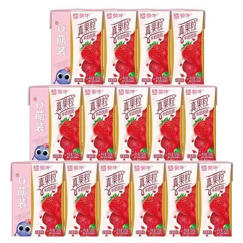蒙牛真果粒牛奶饮品125ml*18盒草莓味葡萄味黄桃味迷你小盒装-CL