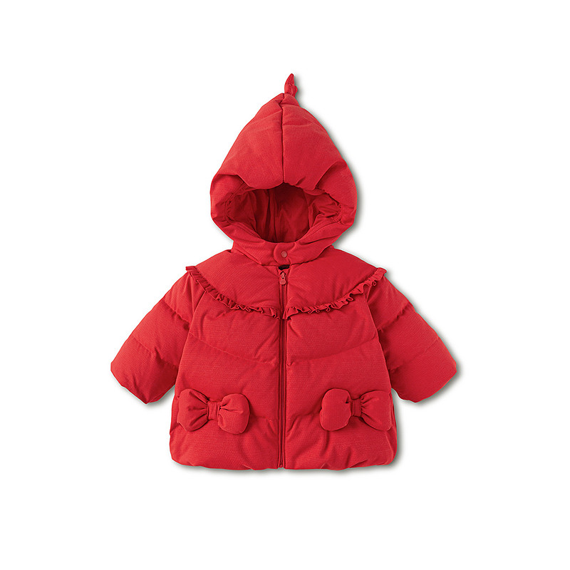 商场巴拉巴拉婴儿羽绒服女童宝宝冬季新款2026红色外套新年拜年服