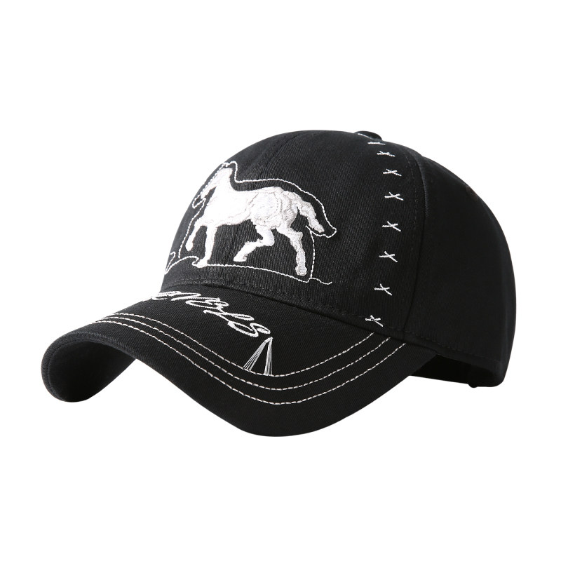 CACUSS马年限定帽子女春季2026新款刺绣鸭舌帽纯棉软顶复古棒球帽