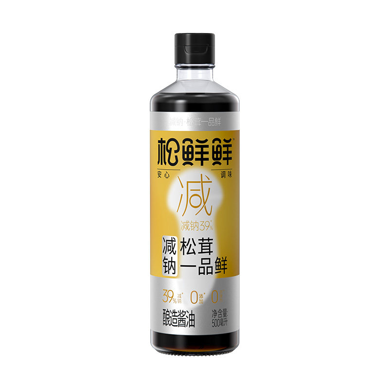 松鲜鲜减钠松茸一品鲜酿造减盐酱油生抽添加炒菜凉拌家用调味汁0