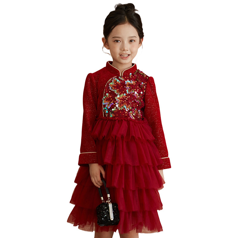 富罗迷女童连衣裙冬季新款洋气女孩高级过年礼服裙红色新年公主裙,童装/婴儿装/亲子装,连衣裙,淘宝优惠券,粉丝福利购,淘宝优惠卷