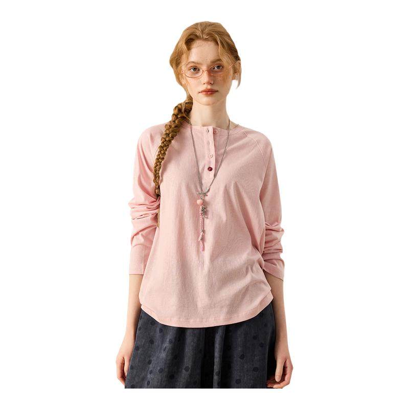 coolhut粉色休闲宽松百搭插肩袖圆领温柔少女舒适2026春季女士T恤,女装/女士精品,T恤,淘宝优惠券,粉丝福利购,淘宝优惠卷