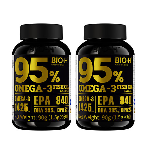 BIOH进口高纯95%鱼油2瓶装吃4月