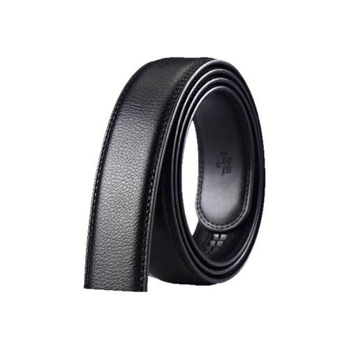 全滑道！纯自动扣牛皮裤腰带无头