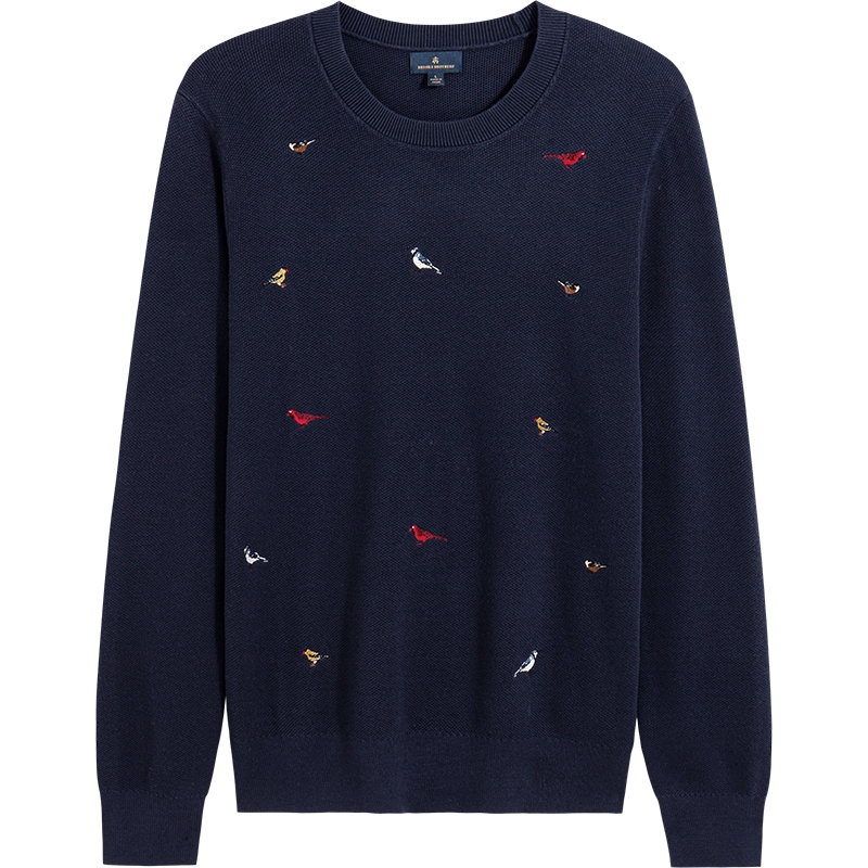 布克兄弟25男士刺绣鸟针织衫