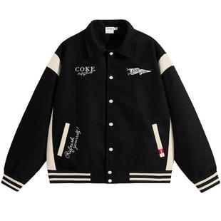 Coca 可口可乐棒球服男女2025秋冬加棉加厚外套休闲翻领夹克 Cola