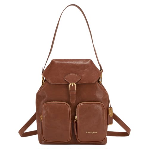 新秀丽植鞣牛皮革双肩包时尚优雅