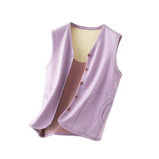 中老年蚕丝马甲背心女款 冬打底加厚男德绒自发热外穿保暖羽绒马甲