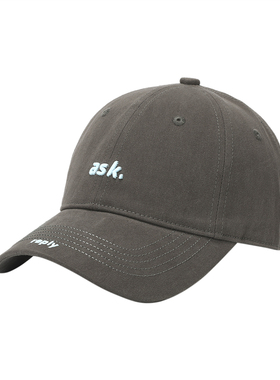 畹町灰色系软顶棒球帽女刺绣立体字母鸭舌帽显脸小百搭情侣帽子男