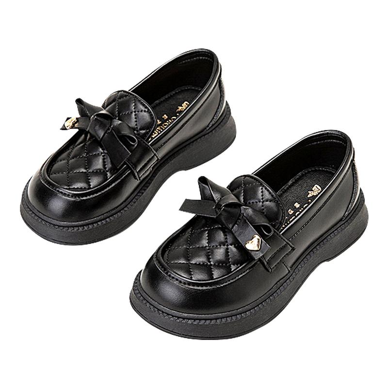 富罗迷公主鞋女童皮鞋秋季新款漂亮洋气宝宝小女孩软底黑色乐福鞋