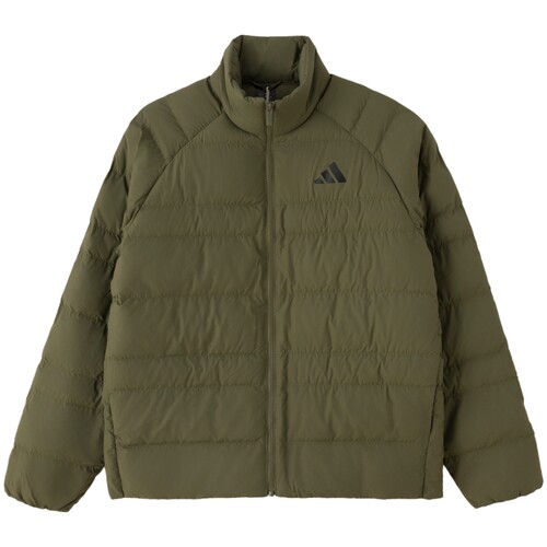Adidas男装棉服绿色厚外套2026秋冬保暖立领运动服KS7698