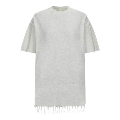 MOUSSY 2025夏季新品复古休闲纯色下摆流苏短袖T恤028ISA80-2021