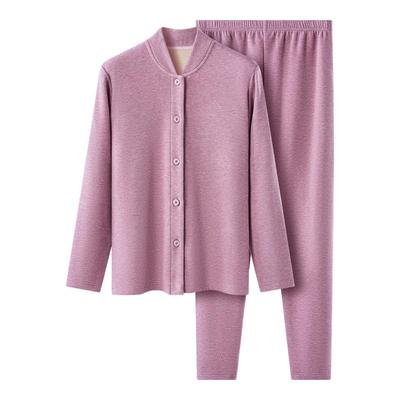 春织羊毛蚕丝立领开衫保暖内衣女