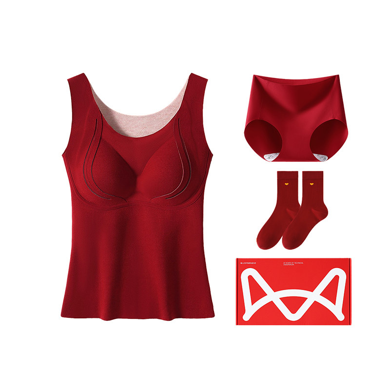 猫人红色保暖背心2026马年本命年女士内衣套装带胸垫结婚礼盒送人,女士内衣/男士内衣/家居服,保暖背心,淘宝优惠券,粉丝福利购,淘宝优惠卷