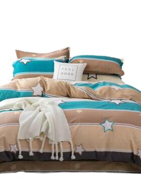 8-9斤加厚牛奶绒床裙款式四件套冬季保暖双面加绒毛床上品被套件