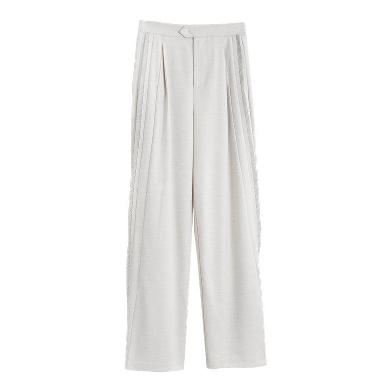 ELLE黑色高腰显瘦阔腿休闲裤女2025秋装新款小个子垂坠感直筒