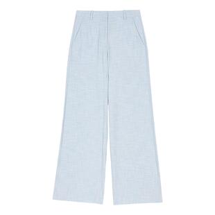 舒适蓝色休闲长款 时尚 高腰阔腿裤 西装 Maje2025春夏女装 长裤 法式