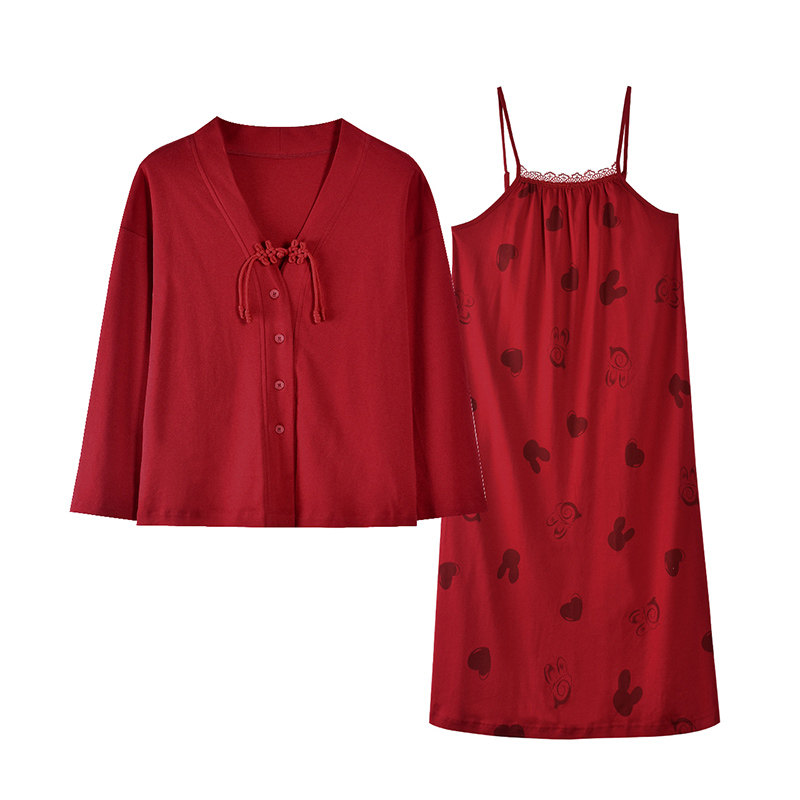 猫人情侣睡衣纯棉红色本命年结婚中式家居服套装带胸垫睡裙高级感,女士内衣/男士内衣/家居服,睡衣/家居服套装,淘宝优惠券,粉丝福利购,淘宝优惠卷