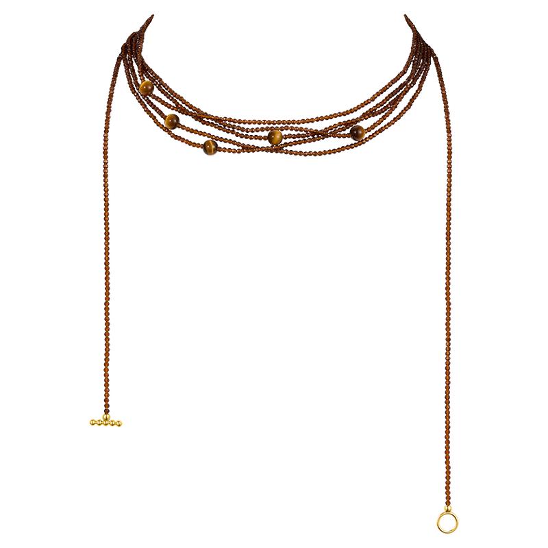 虎眼石项链女2025新款叠戴毛衣链