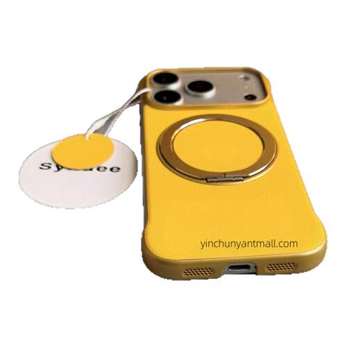 黄素皮磁吸支架适用苹果17手机壳半包17Promax硬15pro简约16高级感iPhone15防摔14新款全包16pro男女超好看