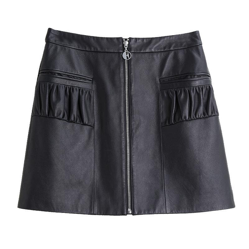 黑色半身裙ELLEA字裙小众