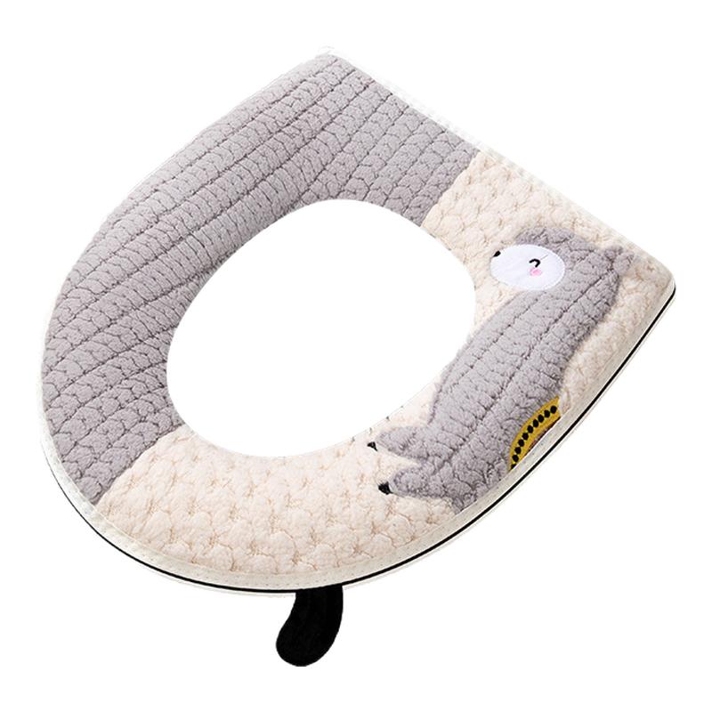 马桶垫坐垫马桶套2024年卡通针织超厚毛绒马桶垫柔软亲肤手提