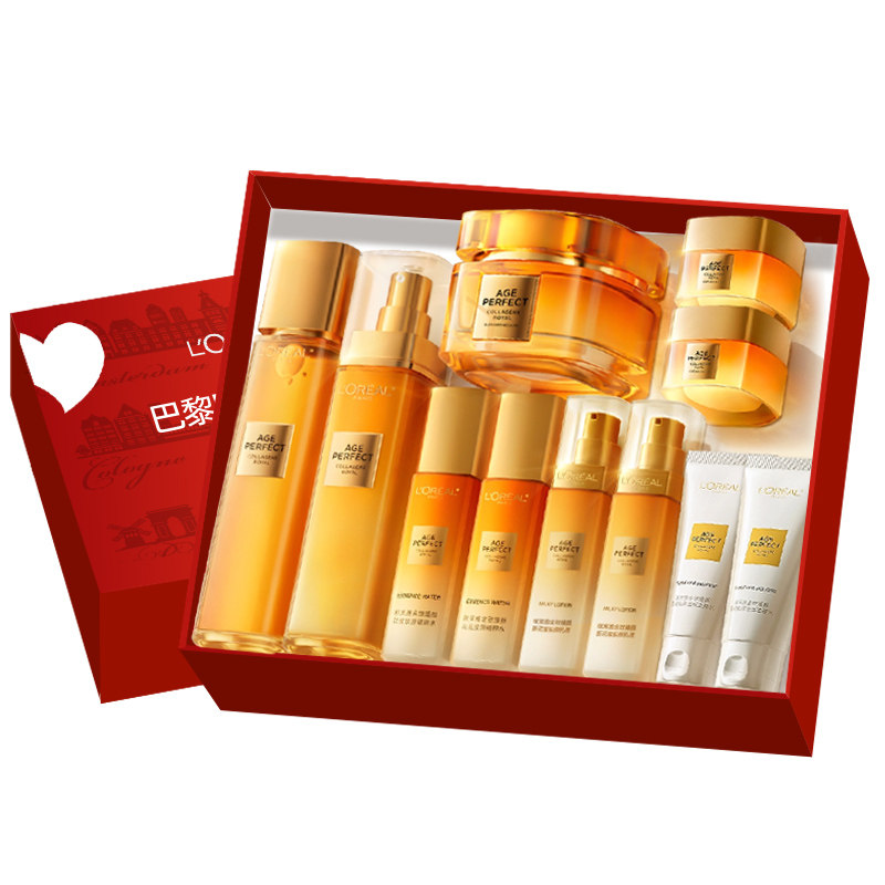 【限定礼盒】欧莱雅花蜜胶原水乳霜套装护肤品秋冬补水保湿紧致