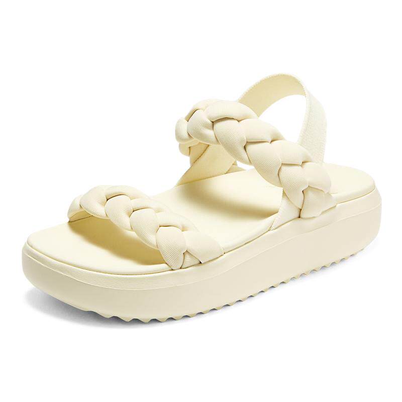 斯凯奇官方outlet女增高透气网布运动鞋舒适一字带休闲凉鞋