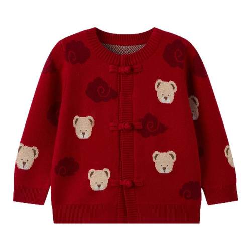 【新年】PawinPaw卡通小熊童装26年新款男女宝宝新中式针织开衫