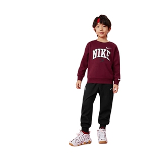 Nike 3brand儿童装加绒红色卫衣套装冬季男女童保暖卫衣长裤2件套