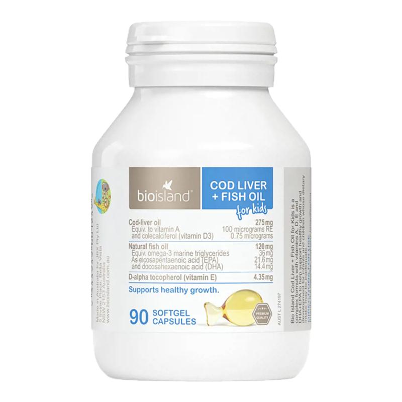 bioisland婴幼儿鳕鱼肝油软胶囊90粒omega3宝宝专用深海鱼油DHA
