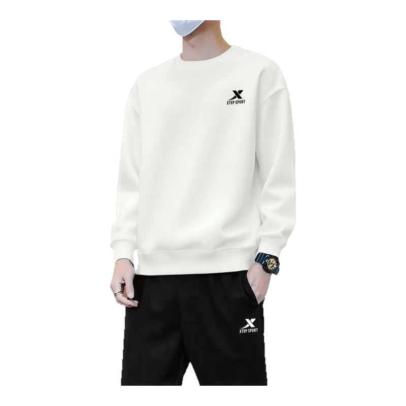 特步运动套装男秋季新款青少年宽松运动服圆领休闲卫衣卫裤两件套