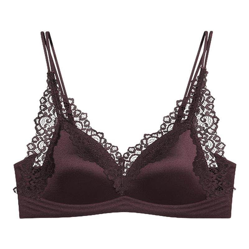 猫人法式内衣女蕾丝三角杯小胸聚拢不空杯防下垂细肩带美背文胸罩