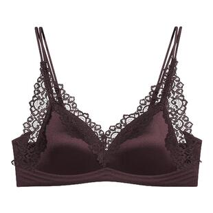 猫人法式 内衣女蕾丝三角杯小胸聚拢不空杯防下垂细肩带美背文胸罩