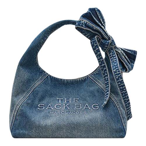 【季末折扣】MARC JACOBS/莫杰 SACK 中号丹宁牛仔风蝴蝶结hobo包
